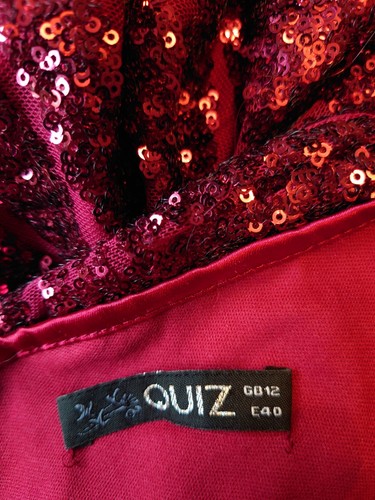 Quiz Dark Red Sequin Long Evening Dress 12 Formal Cruise Party Cocktail Art Deco - Picture 13 of 13
