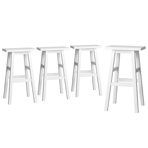 Artiss 4x Bar Stools Kitchen Dining Chairs Counter Stool Wooden White - Picture 3 of 9