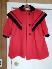 Vintage Rothschild Girls Red Black Wool Velvet Peacoat Size 4 Matching Hat