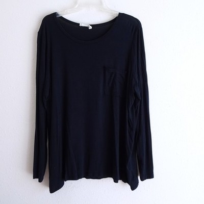 LUSH Long Sleeve Top Women's Plus Size 3X Navy Blue Soft Jersey Knit Lightweight