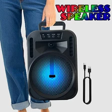 Portable 4000W Bluetooth Speaker Sub Woofer Heavy Bass Stereo Sound System Party