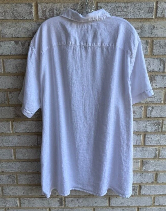 Perry Ellis 100% Linen Collared Short Sleeve Button Down Shirt Men's Size 2X - Image 2 of 4