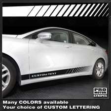 FORD FUSION 2013-2021 Rocker Panel Strobe Side Stripes Decals (Choose Color)