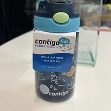 Contigo Kids Aubrey Water Bottle 14 Oz Blue BPA FREE Easy Clean Push Button Open