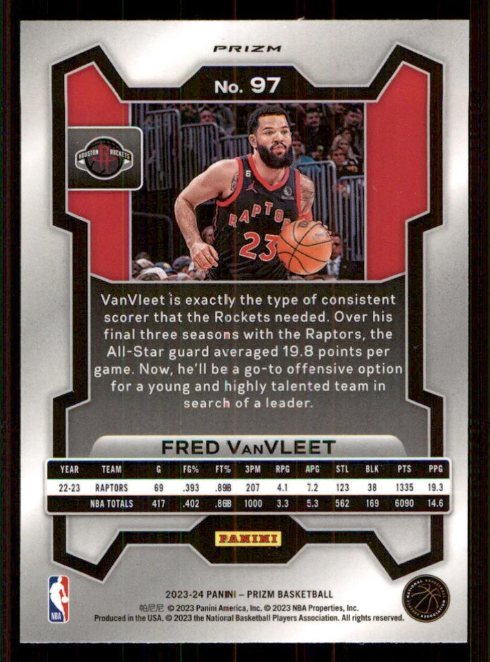 2023-24 Panini Prizm Prizms Silver #97 Fred VanVleet - Image 2 of 2