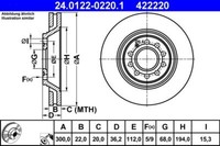 2X ATE 24.0122-0220.1 Bremsscheibe FüR Audi