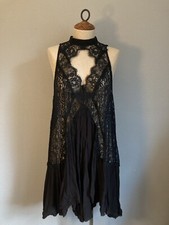 Urban Outfitters High Neck Lace Mini Dress, Black