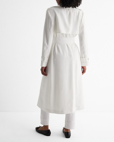 NEW EXPRESS $248 WHITE BELTED TRENCH COAT SZ L LARGE - Picture 2 of 3