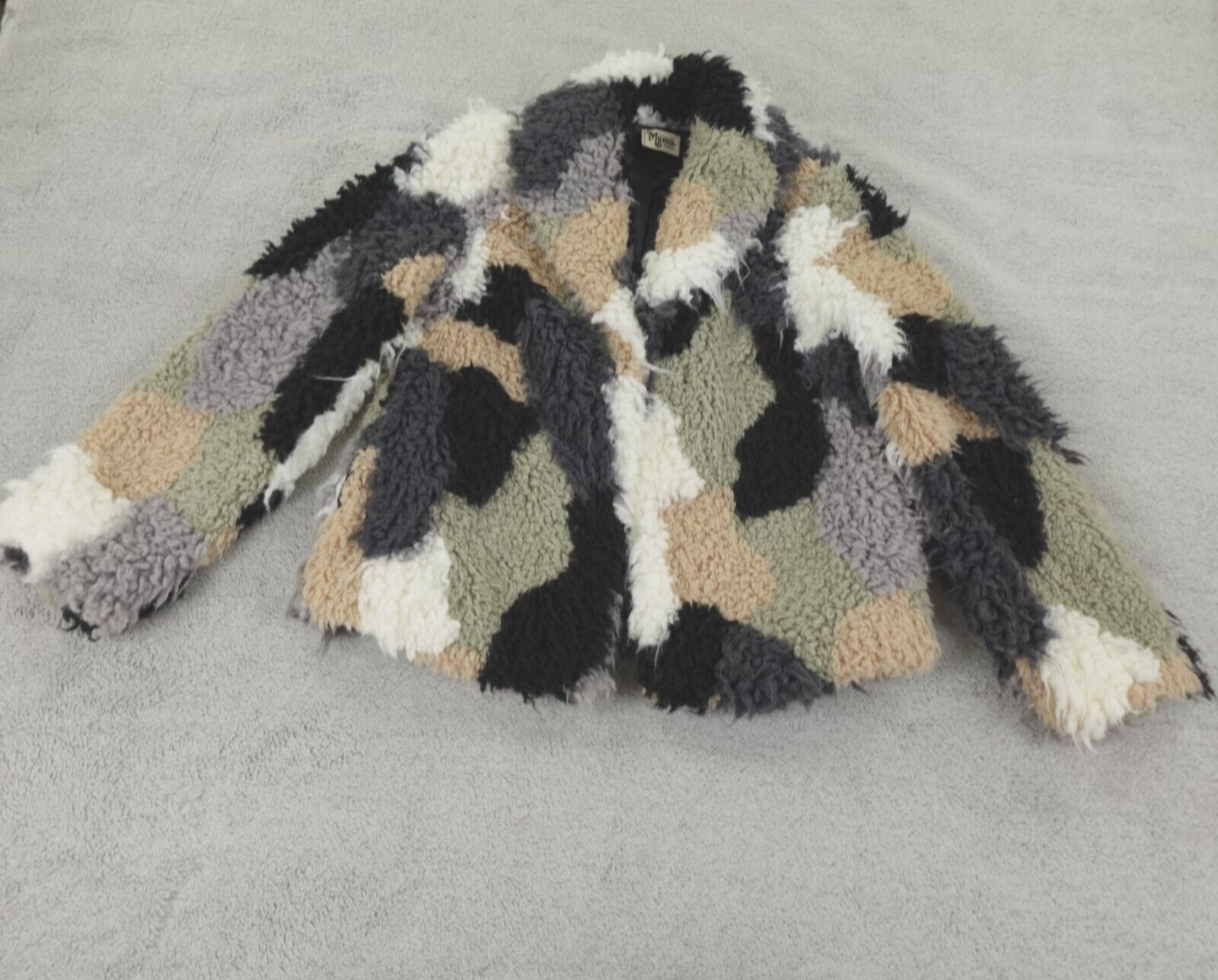 Show Me Your Mumu Faux Fur Jacket Women XS Kravits Teddy Patchwork Boho Mob Wife