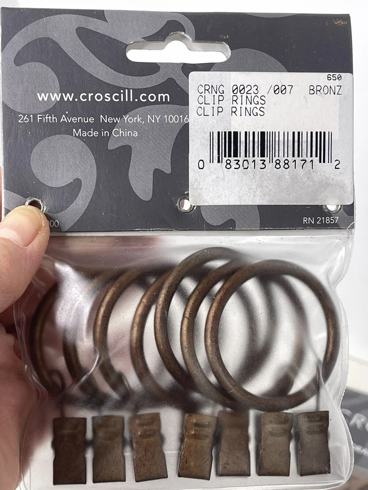 Croscill Home Lote 4 Paquetes de 7 Total 28 Anillos Cortinas Metal Bronce Clips Nuevo Foto 4 de 4
