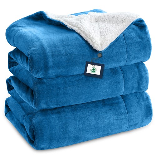 480 GSM Heavy Sherpa Fleece Blanket Soft Warm Sofa Bed Throw Faux Fur Blanket UK - Picture 96 of 132