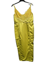 Vibrant Yellow Fitted Pencil Dress UK 12 PLT Cup Detail
