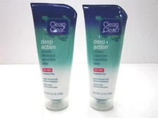 Clean & Clear 6.5oz Deep Action Cream Facial Cleanser for Sensitive Skin - Qty 2
