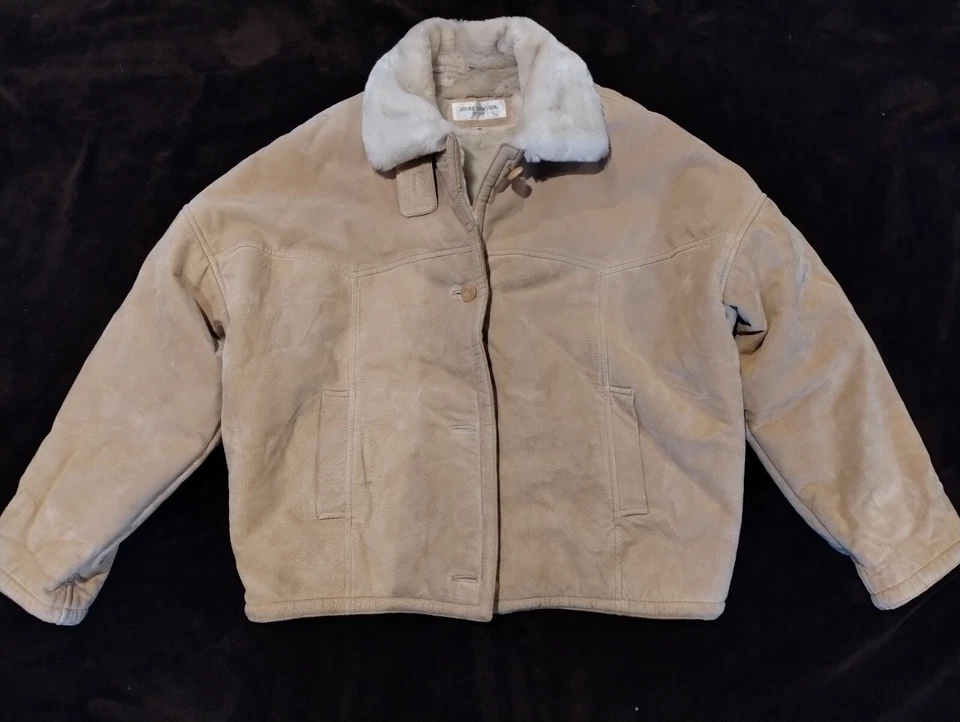 Jones New York Sport leather Faux Fur Lined Winter parka coat Tan Size M