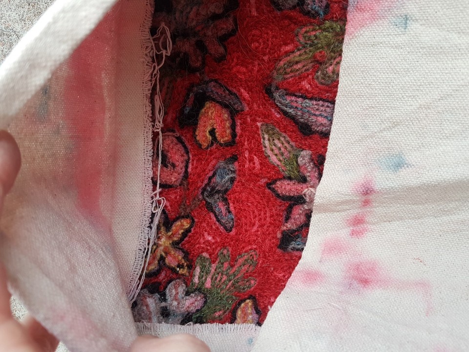 Handmade Vintage Crewel Red Floral Cushion Cover eBay