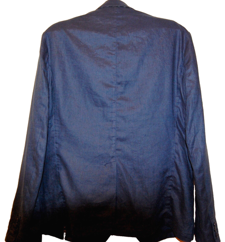 Ganesh Navy Blue 2 Buttons Men's Linen Jacket Blazer Size XL - Picture 5 of 12