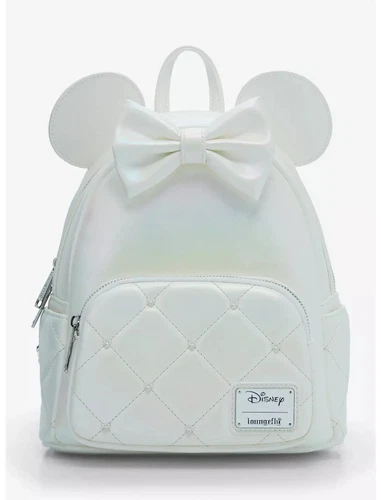 Loungefly Disney Minnie Mouse Iridescent Bridal Mini Backpack - New