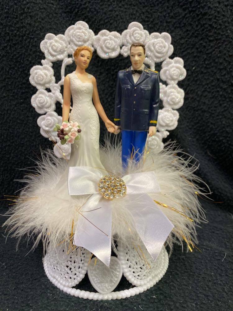 Marine Army Navy Officer Wedding Cake TOPPER Groom Dress blue Milatary  Hero