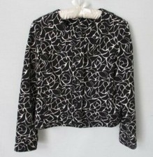 Charter Club black floral cotton blend long sleeve unlined jacket Sz PP 