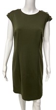 Michael Kors Women's Cap Sleeve Forest Green Sheath Knee Length Dress Size M