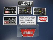 WARN 109729 Winch Replacement Decal Label Kit Set Sticker Zeon XD10-S XD12-S