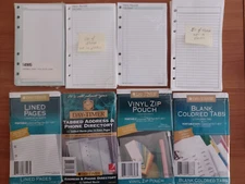 Day-Timer Assorted Lot of filler pages, tabs, zip pouch