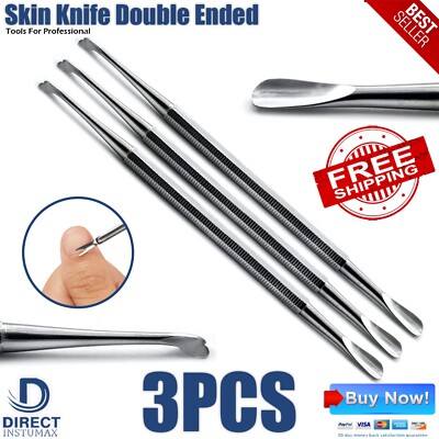Skin Remover Double Ended Manicure Pedicure Dead Skin Trimmer Nail Art 3Pcs