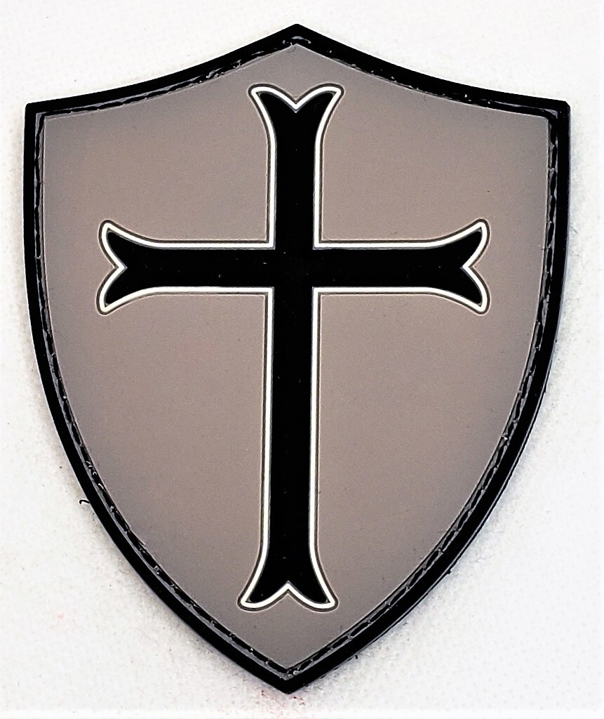 Knights Templar Crusader Cross Shield ACU Dark White Glows 3D PVC Tactical Patch-image