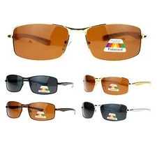 SA106 Mens Polarized Spring Hinge Luxury Designer Narrow Rectangular Sunglasses