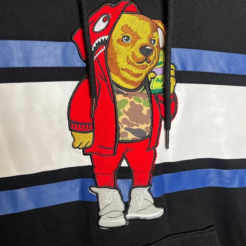 HUDSON Ropa Exterior Sudadera con Capucha Oso Bordado Ropa de Calle Pullover Negro M Para Hombre’s Foto 2 de 4