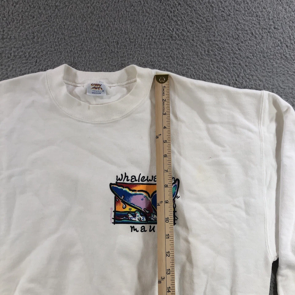 复古疯狂衬衫夏威夷圆领套头衫男式 m 白色毛伊鲸手表 美国 — 第 4/4 张图片