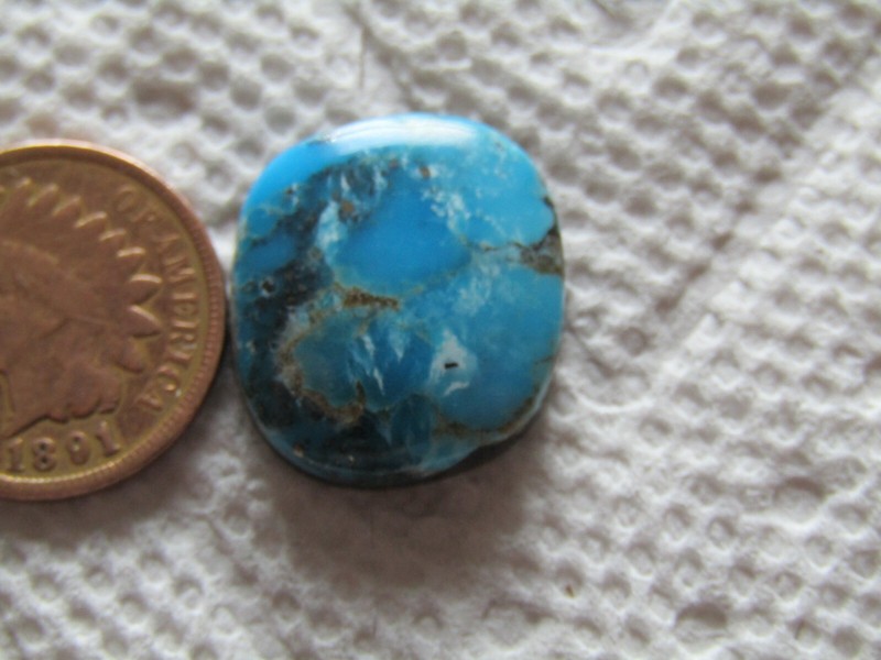 Turquoise Cabochon 14 carat Cab Unknown Origin Web Blue Green Boulder  