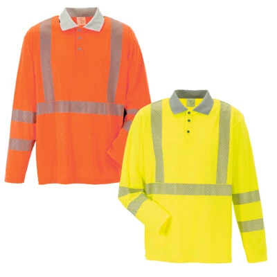 Planam Norit Warnschutz Poloshirt Langarm Warnkleidung Workwear