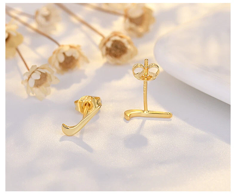 Adorable Tiny Gold Nike Marked Hook Earrings |