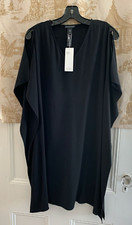 NWT 278 Eileen Fisher Black Crepe V-Neck Caftan Dress Tunic XXS