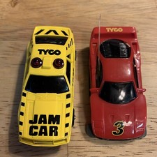 2 Tyco Lot Ford Mustang Jam Car Ho Slot Yellow Black Red Ferrari 3 Untested  