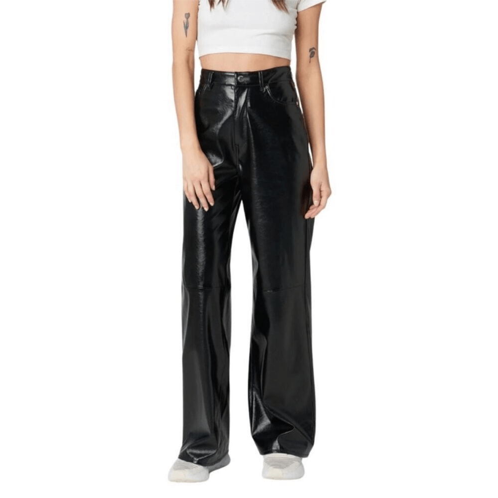 New BLANKNYC Women’s Franklin Leather High Rise Wide Leg Pants in Right On Time