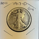 1917-D Good Reverse Mint Mark Walking Liberty Silver Half Dollar