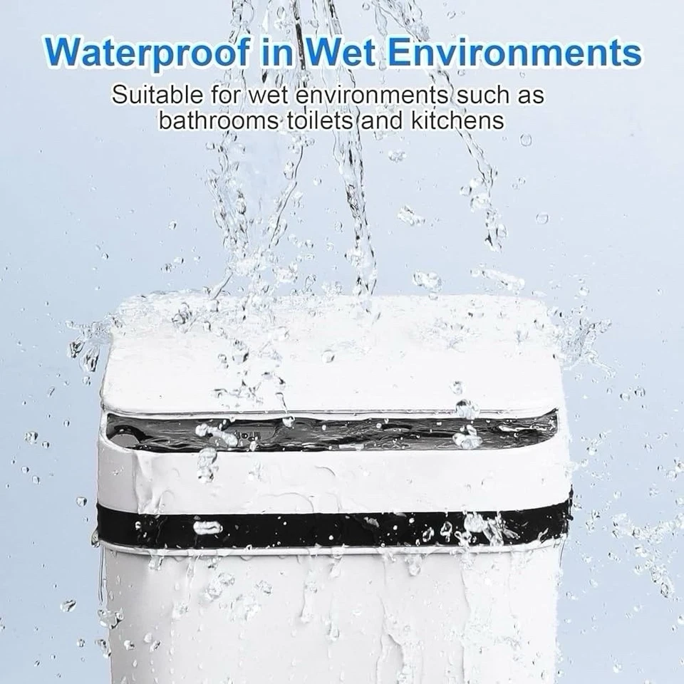 Paquete de 2 botes de basura de baño de 2,2 galones con tapa sensor de movimiento automático sin contacto Foto 2 de 4