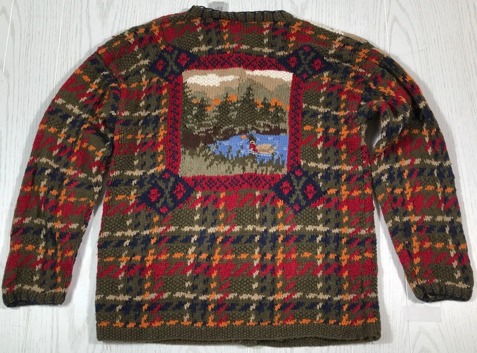 Cárdigan Suéter Vintage Islas del Norte M Tejido a Mano Naturaleza Exterior Casa Años 90 Foto 2 de 4