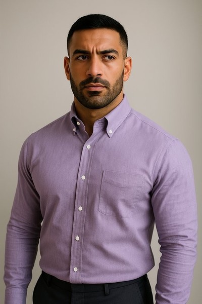 Men Ermenegildo Zegna Shirt Lilac Cotton 36 / S /