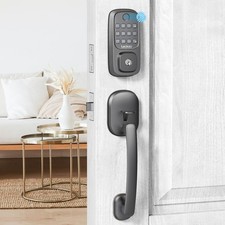 Smart Door Lock with Handle, Keyless Entry Door Lock Deadbolt Handle Set, Bui...