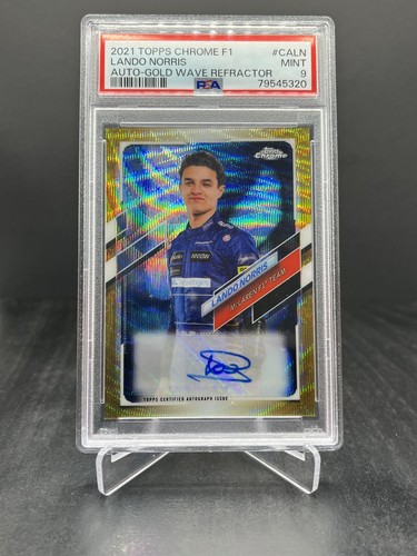 2021 Topps Chrome F1 Lando Norris Autograph Auto Gold Wave 05/50 PSA 9 #CA-LN