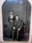 Antique Tintype Photo of Lovely Young Couple, Identified on Back, Hand Tinted