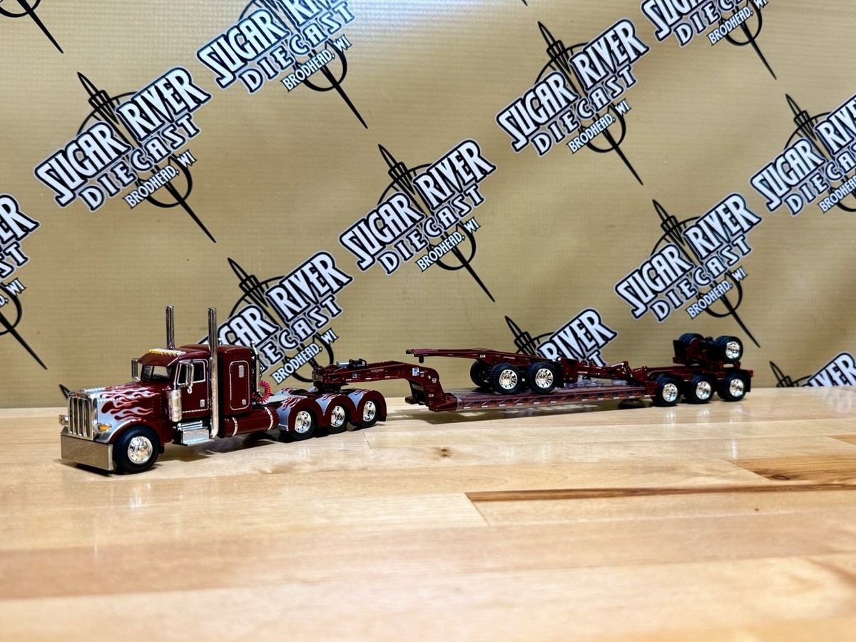 DCP 1/64 Peterbilt Tri-Axle Lowboy Jeep And Stinger Semi Truck