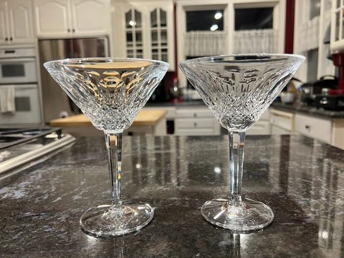 2 Vintage Waterford Crystal Colleen Martini Glasses 6 1/8 Ireland Pair