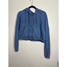 Sweaty Betty Blue Cropped Zip Up Hoodie Athletic Loungewear Size L