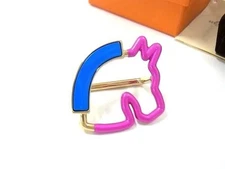 Hermes Cheval Neon Scarf Ring Gold Pink Blue Plated Women’s jewelry