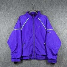 Vintage 90s Nike Windbreaker Cotton Lined Zip Up Jacket Purple Womens Size L....