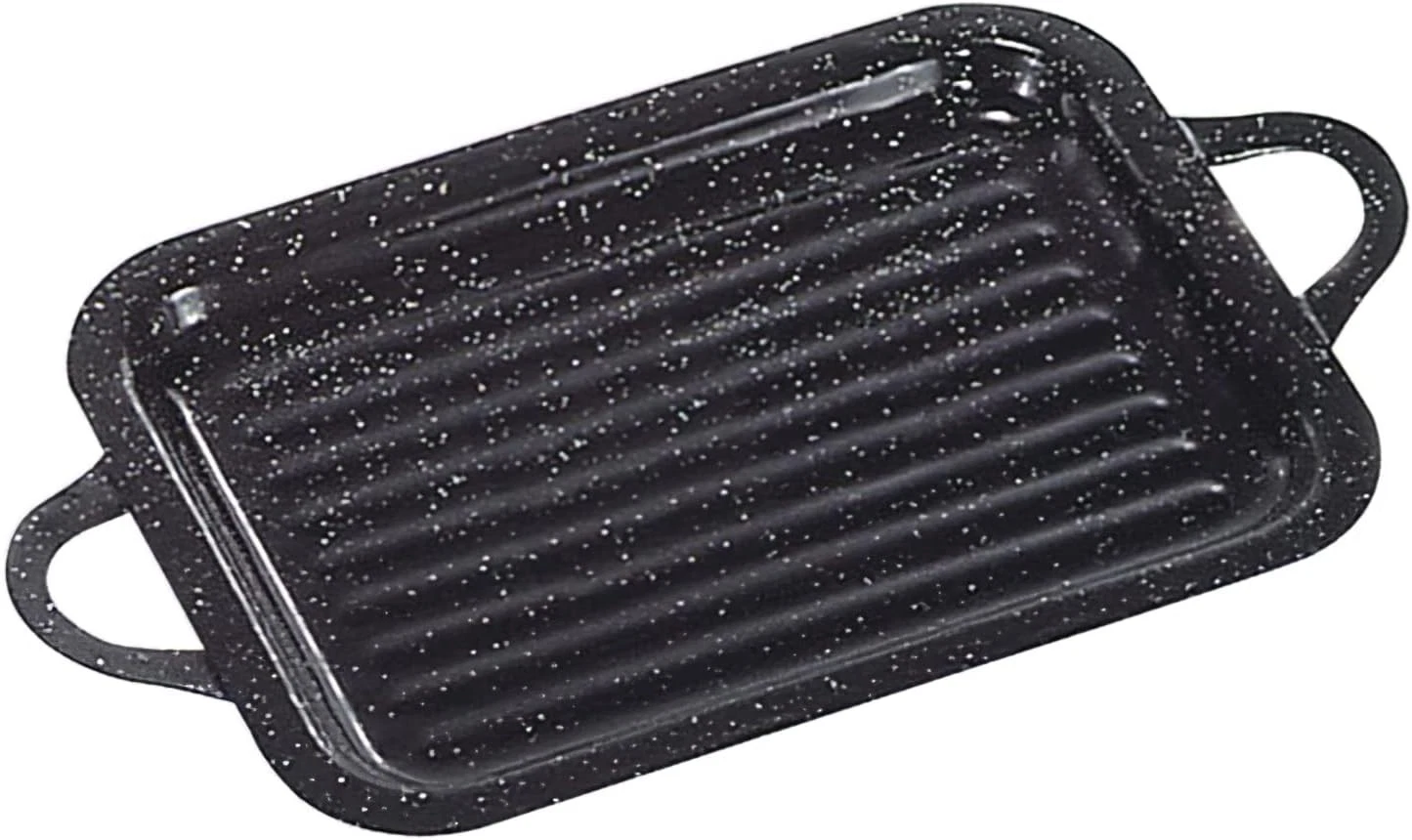 La Ideal - Enamel Steel Roast/Griddle Pan - 27cm - Home/Outdoor/Camping - Black